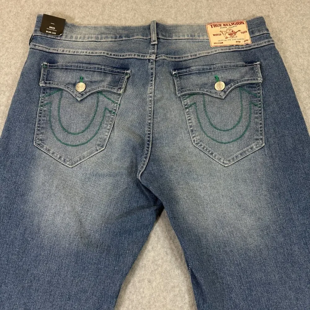 True Religion Men's Rocco SN Flap Relaxed Skinny Jeans 38x32 Light Wash NWT
